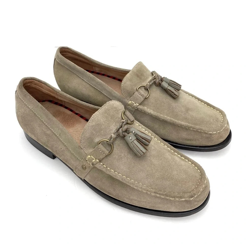 POLO Ralph Lauren Arscott Tassel Suede Fringe Classic Slip On Loafer Beige Sz 13